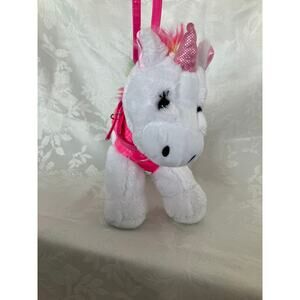 Poochie & Co Kids Plush Unicorn Purse Sequins Multicolor Mane & Tail